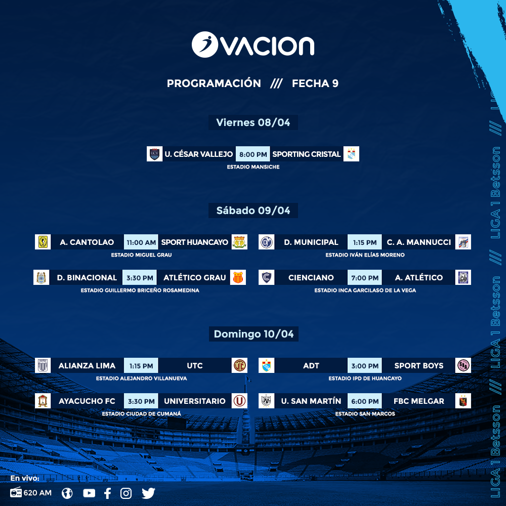 As Se Jugar La Novena Fecha De La Liga Betsson Ovaci N Corporaci N